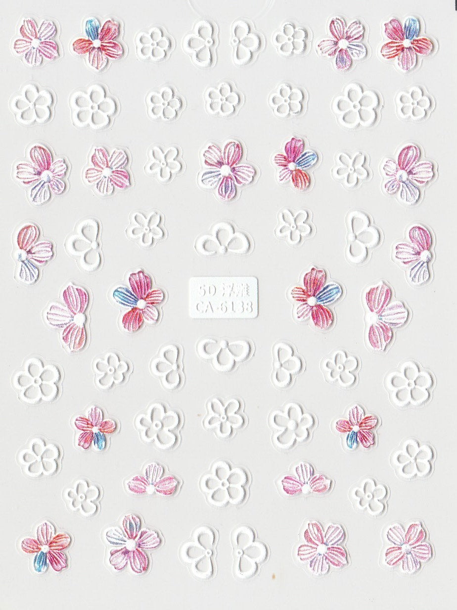 5D Self-Adhesive Nail Art Stickers - Flowers 6138