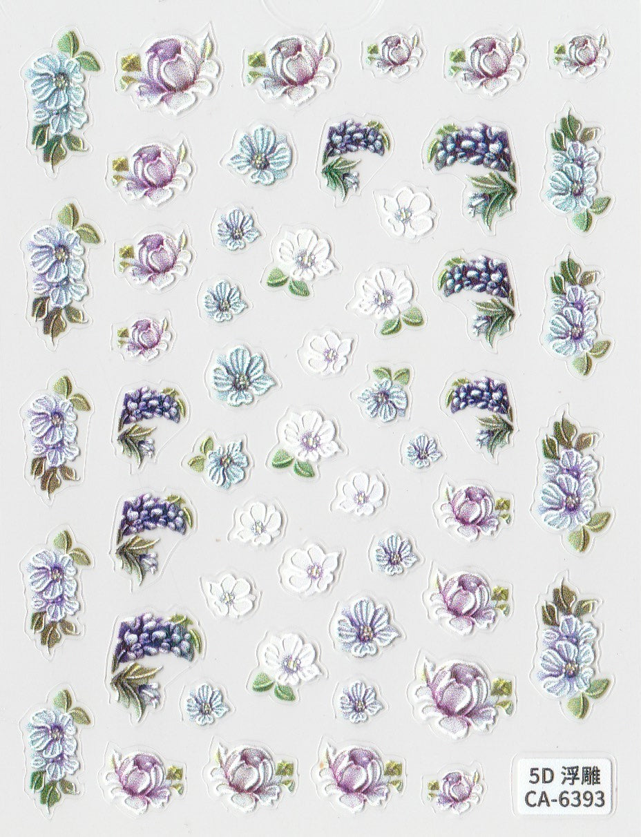 5D Self-Adhesive Nail Art Stickers - Flowers 6393