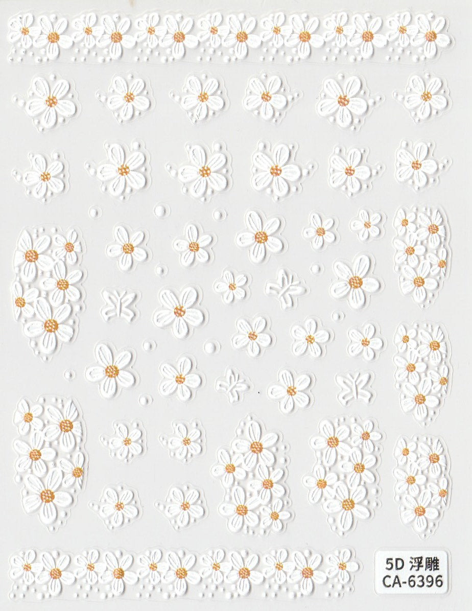 5D Self-Adhesive Nail Art Stickers - Flowers 6396