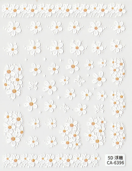 5D Self-Adhesive Nail Art Stickers - Flowers 6396