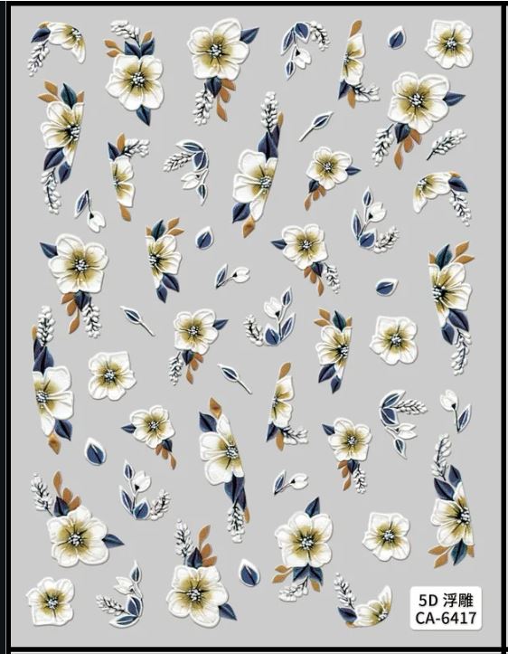 5D Self-Adhesive Nail Art Stickers - Flowers 6417