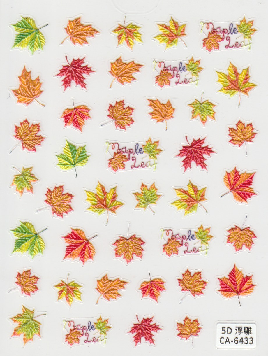 5D Self-Adhesive Nail Art Stickers - Maple Leaf 6433