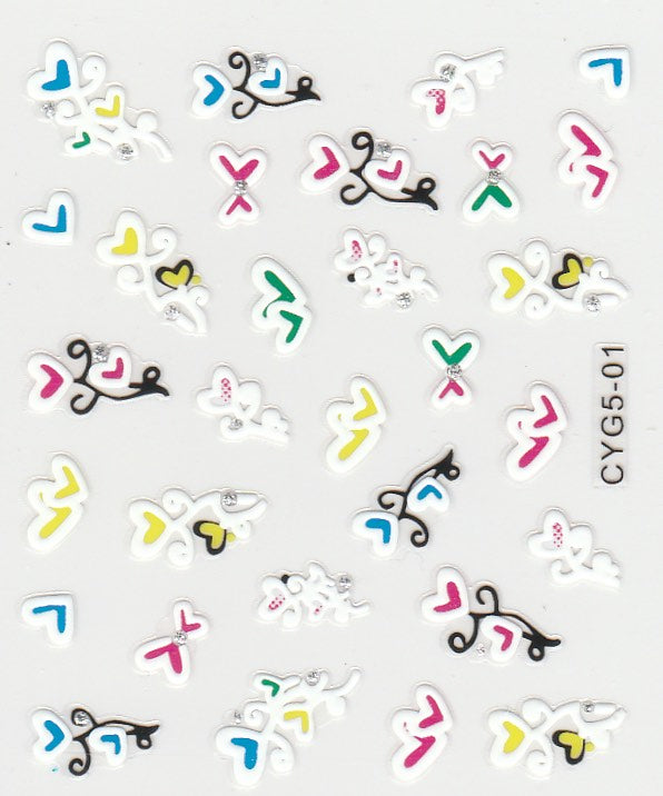 3D Self-Adhesive Nail Art Stickers - Colorful Design CYG5-01