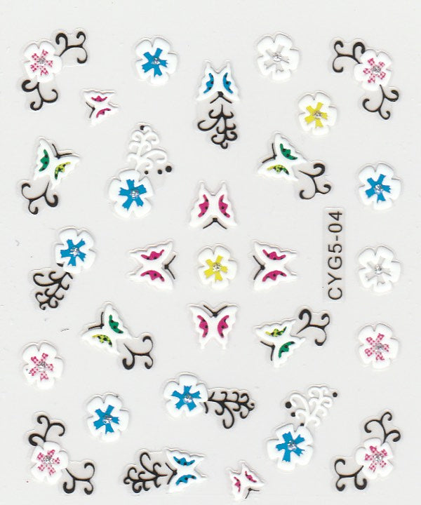 3D Self-Adhesive Nail Art Stickers - Colorful Design CYG5-04