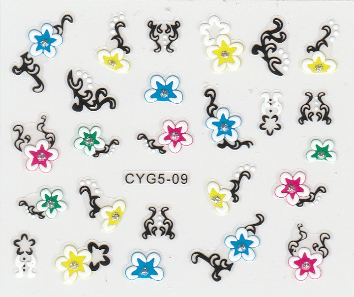 3D Self-Adhesive Nail Art Stickers - Colorful Design CYG5-09