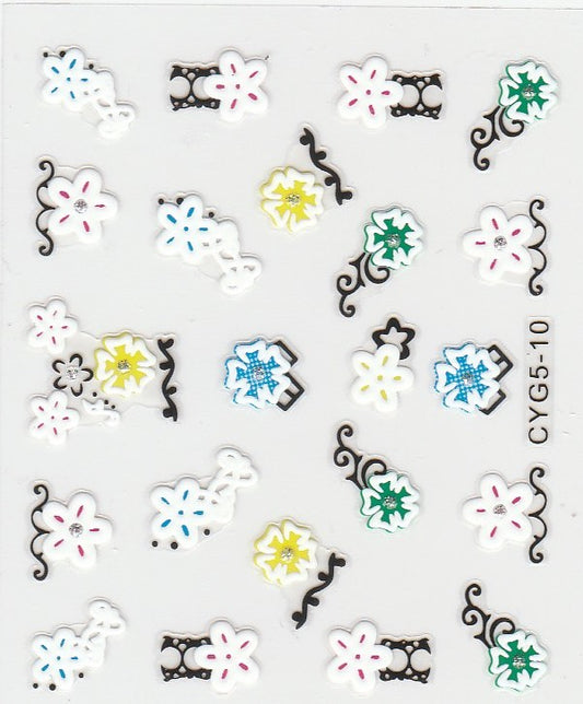 3D Self-Adhesive Nail Art Stickers - Colorful Design CYG5-10