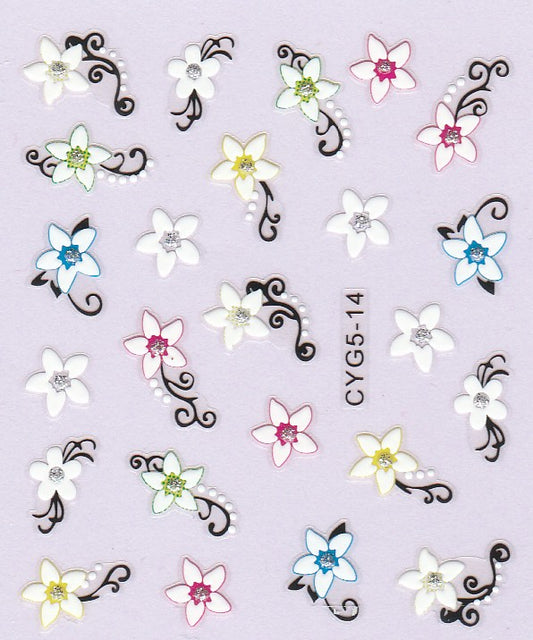 3D Self-Adhesive Nail Art Stickers - Colorful Design CYG5-14