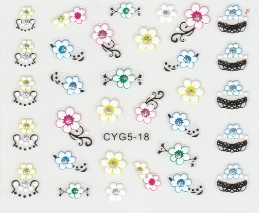 3D Self-Adhesive Nail Art Stickers - Colorful Design CYG5-18