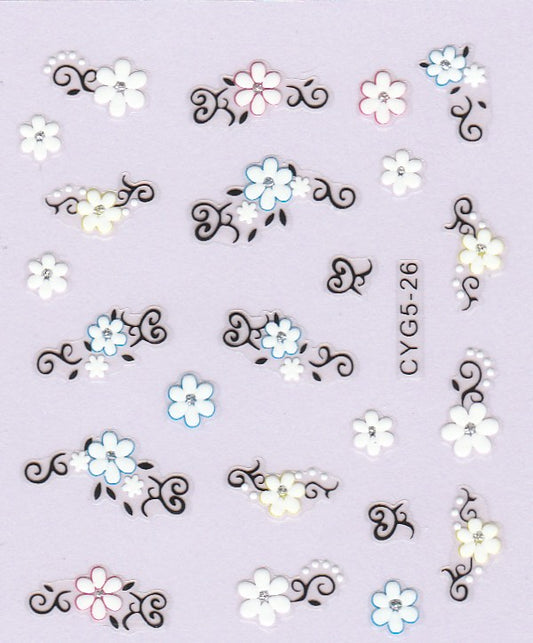 3D Self-Adhesive Nail Art Stickers - Colorful Design CYG5-26