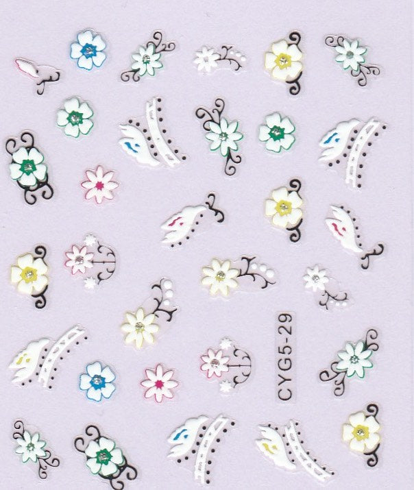3D Self-Adhesive Nail Art Stickers - Colorful Design CYG5-29