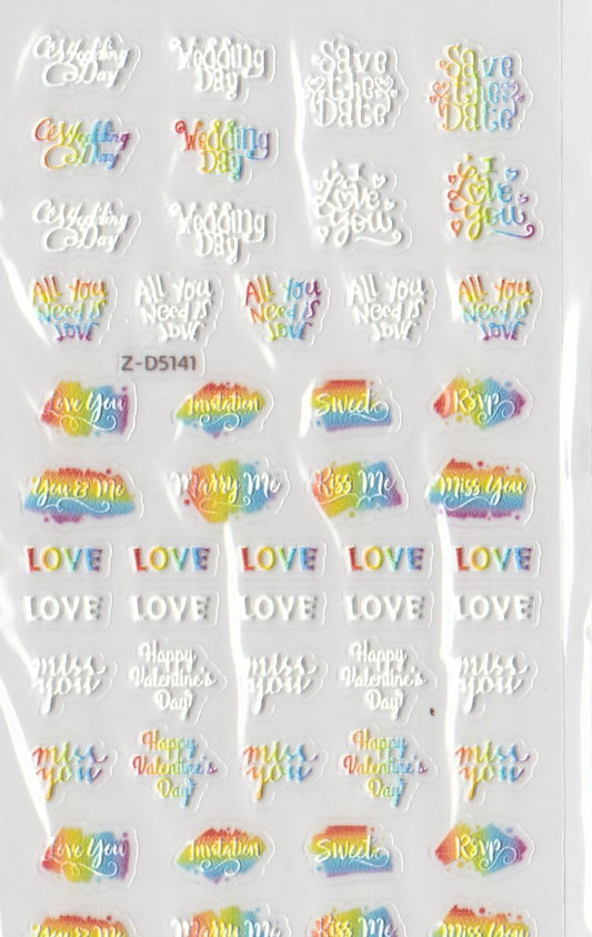 5D Self-Adhesive Nail Art Stickers - Love 5141