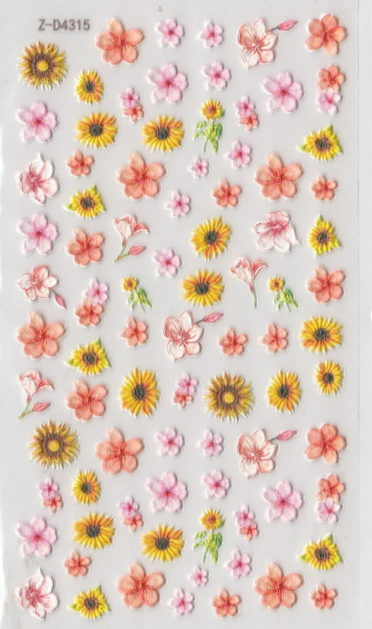 5D Self-Adhesive Nail Art Stickers - Flowers D4315