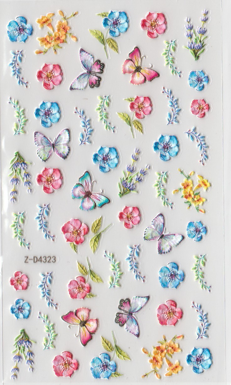 5D Self-Adhesive Nail Art Stickers - Butterflies D4323