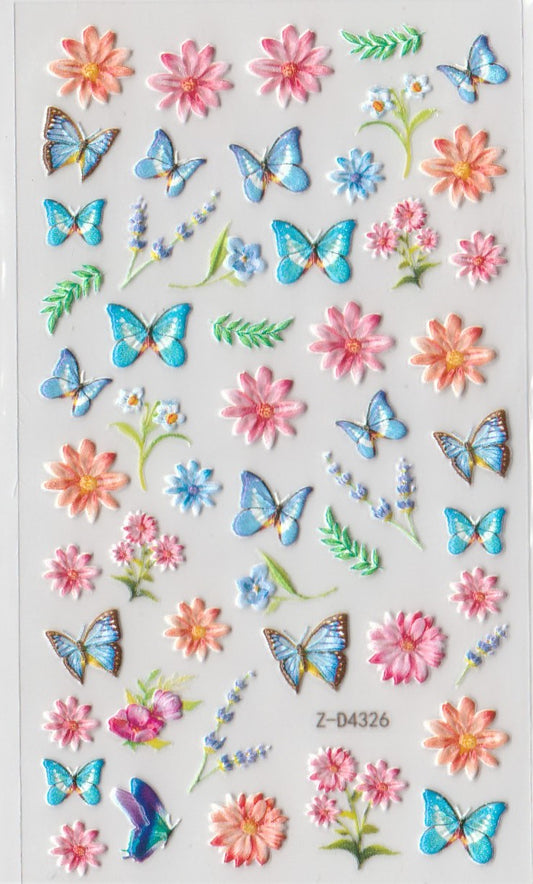 5D Self-Adhesive Nail Art Stickers - Flowers D4326