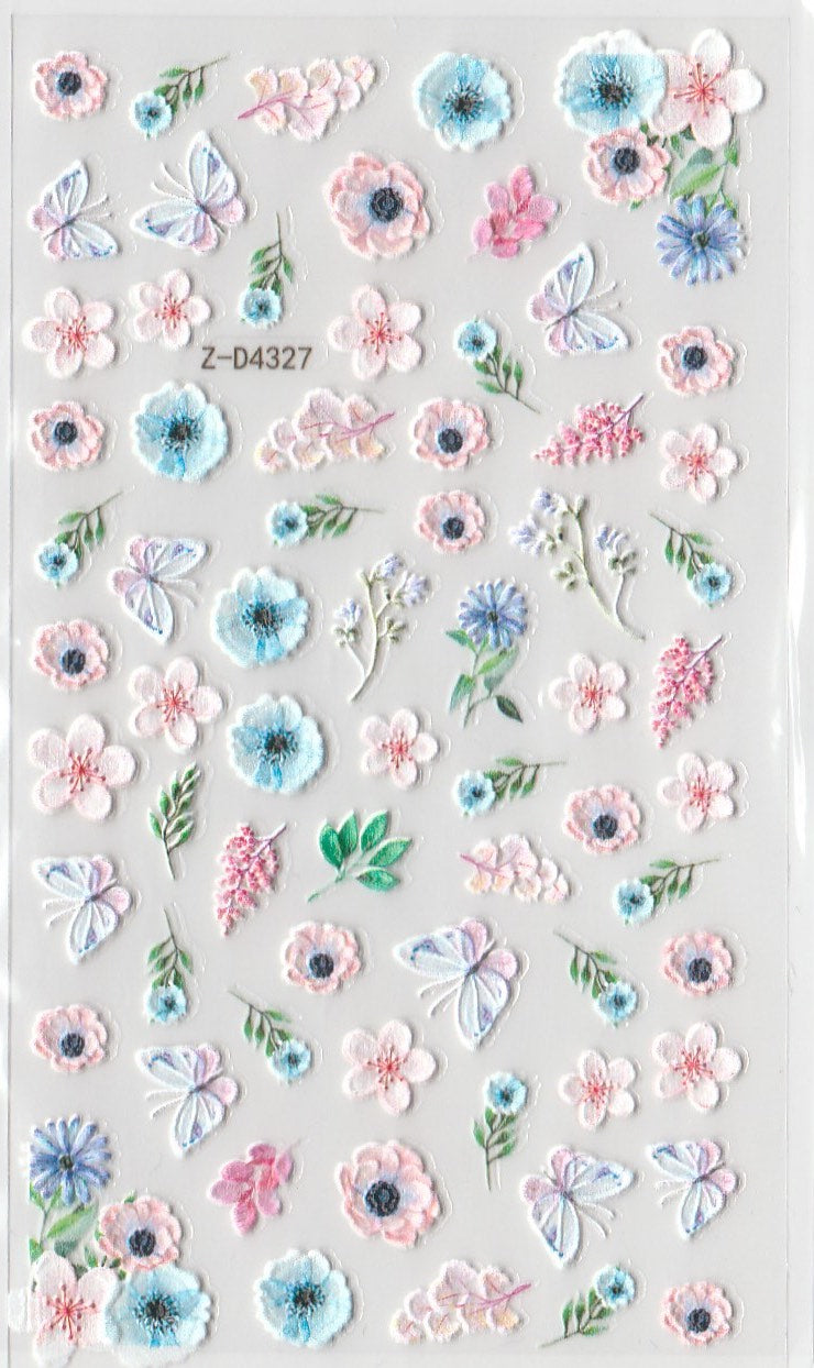 5D Self-Adhesive Nail Art Stickers - Flowers D4327