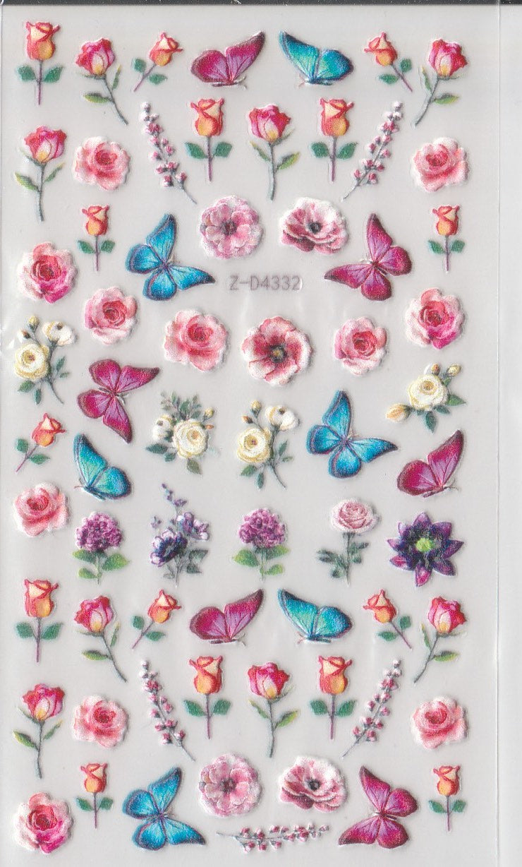 5D Self-Adhesive Nail Art Stickers - Flowers D4332