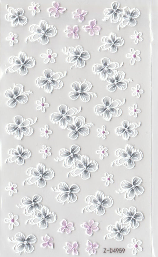 5D Self-Adhesive Nail Art Stickers - Flowers CA6128