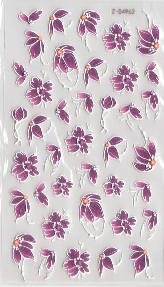 5D Self-Adhesive Nail Art Stickers - Flowers D4962