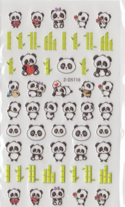 5D Self-Adhesive Nail Art Stickers - Panda D5118