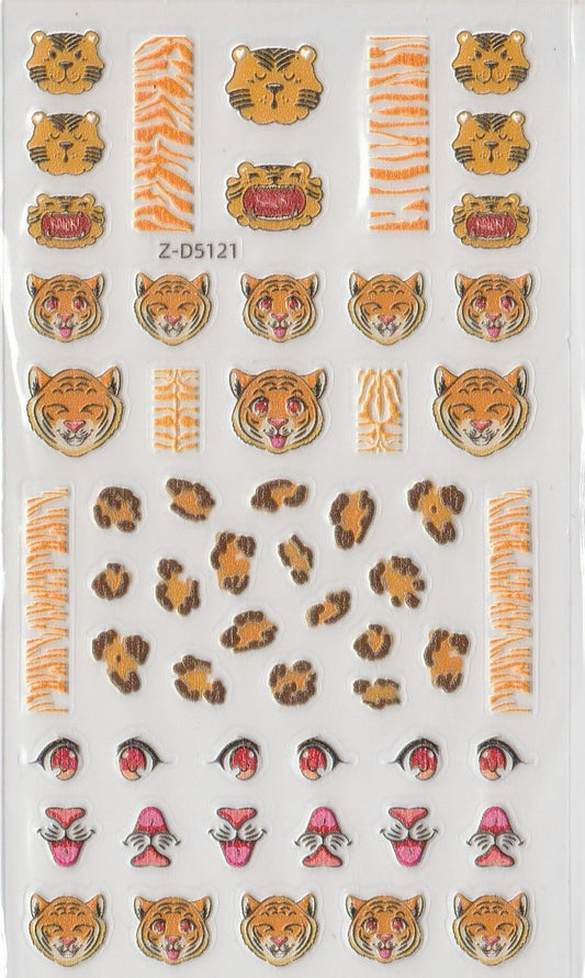 5D Self-Adhesive Nail Art Stickers - Tiger 5121