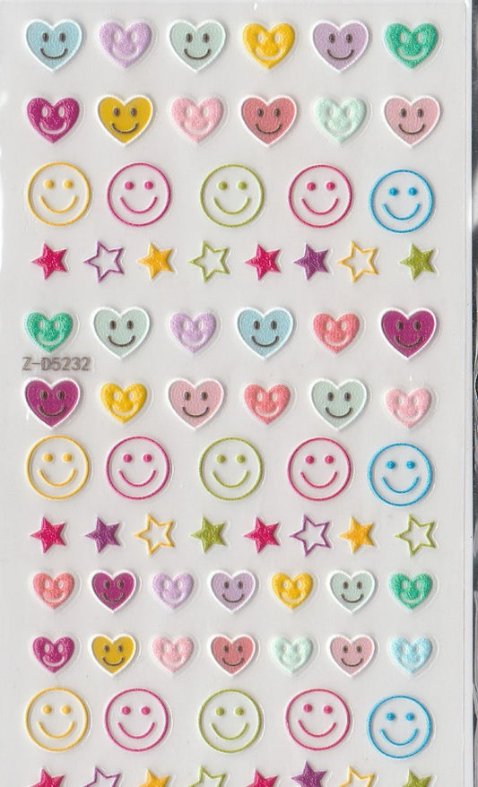 5D Self-Adhesive Nail Art Stickers - Heart Smiley D5232