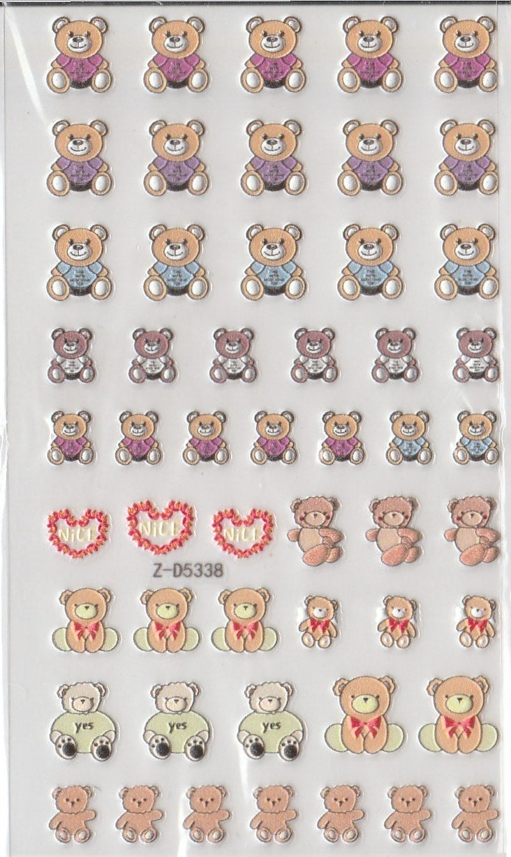 5D Self-Adhesive Nail Art Stickers - Teddy D5338