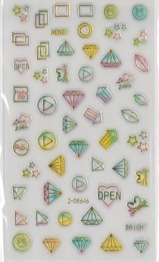 5D Self-Adhesive Nail Art Stickers - Diamonds D5646