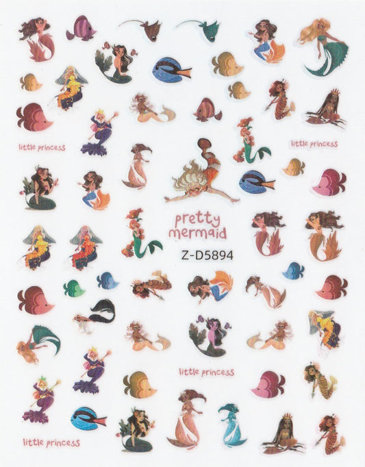 3D Self-Adhesive Nail Art Stickers - Pretty Mermaid D5894