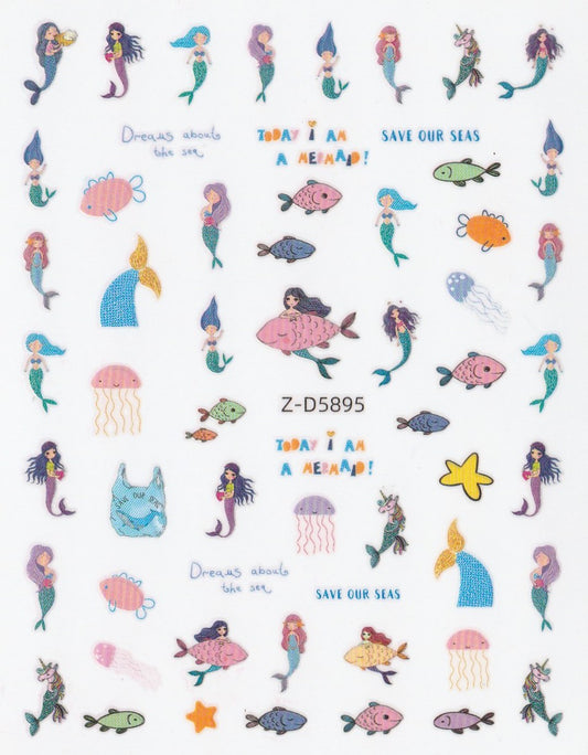 3D Self-Adhesive Nail Art Stickers - Sea Life D5895