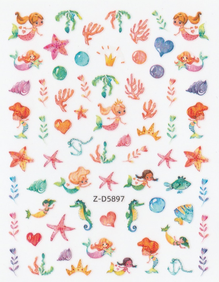 3D Self-Adhesive Nail Art Stickers - Sea Life D5897