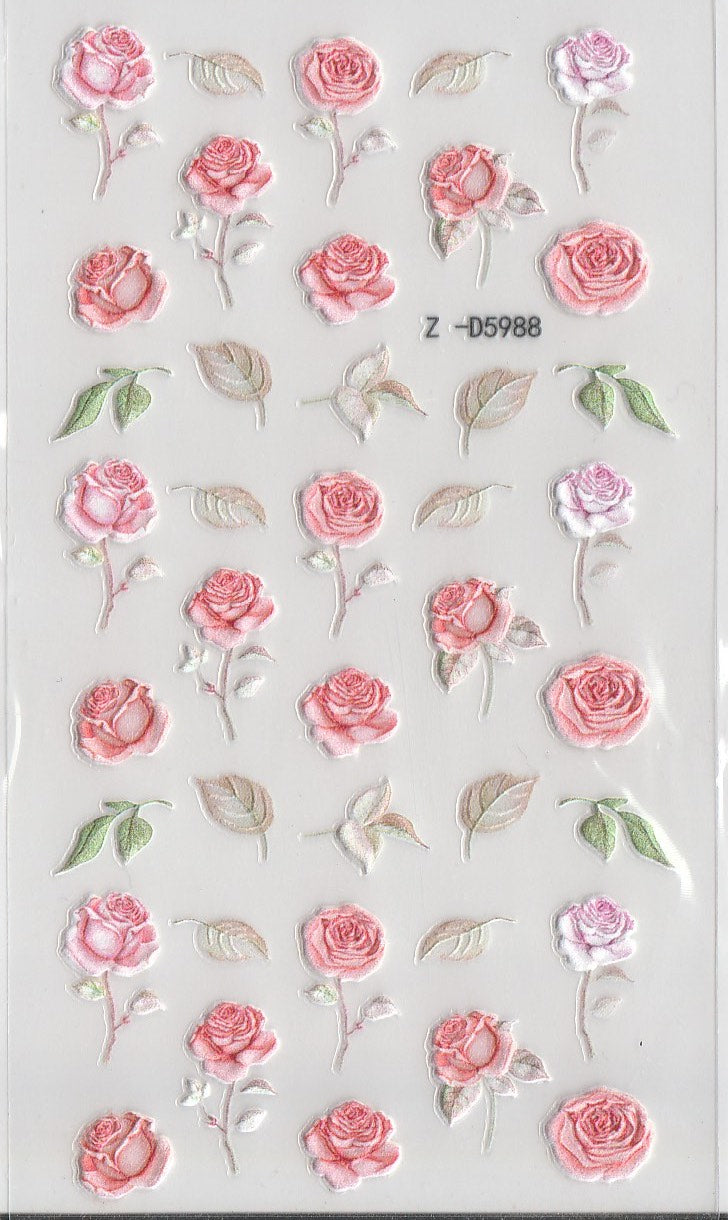 5D Self-Adhesive Nail Art Stickers - Flowers D5988