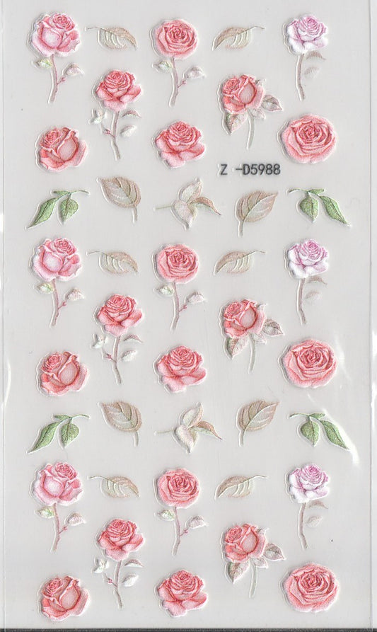 5D Self-Adhesive Nail Art Stickers - Flowers D5988