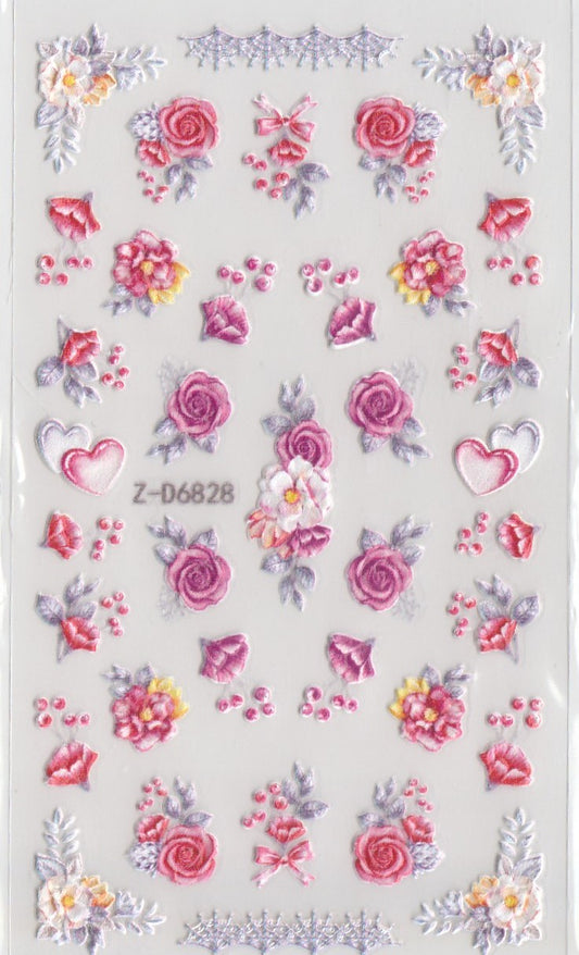 5D Self-Adhesive Nail Art Stickers - Flowers D6828