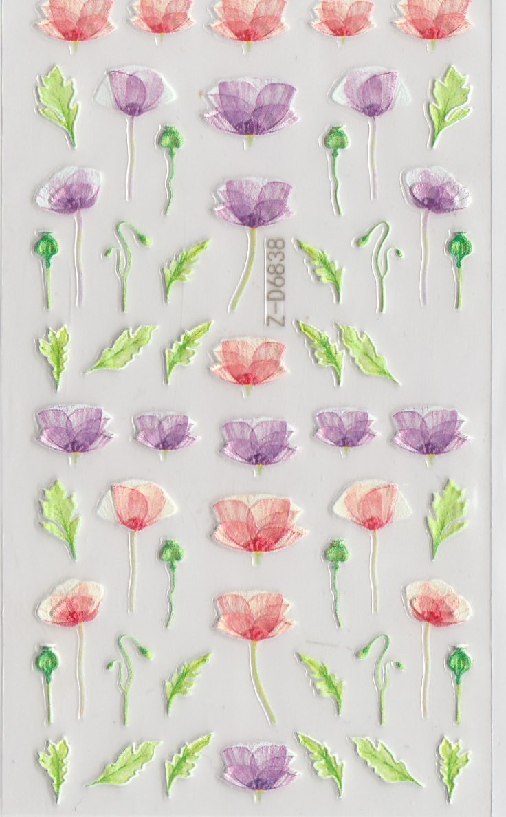 5D Self-Adhesive Nail Art Stickers - Flowers D6838