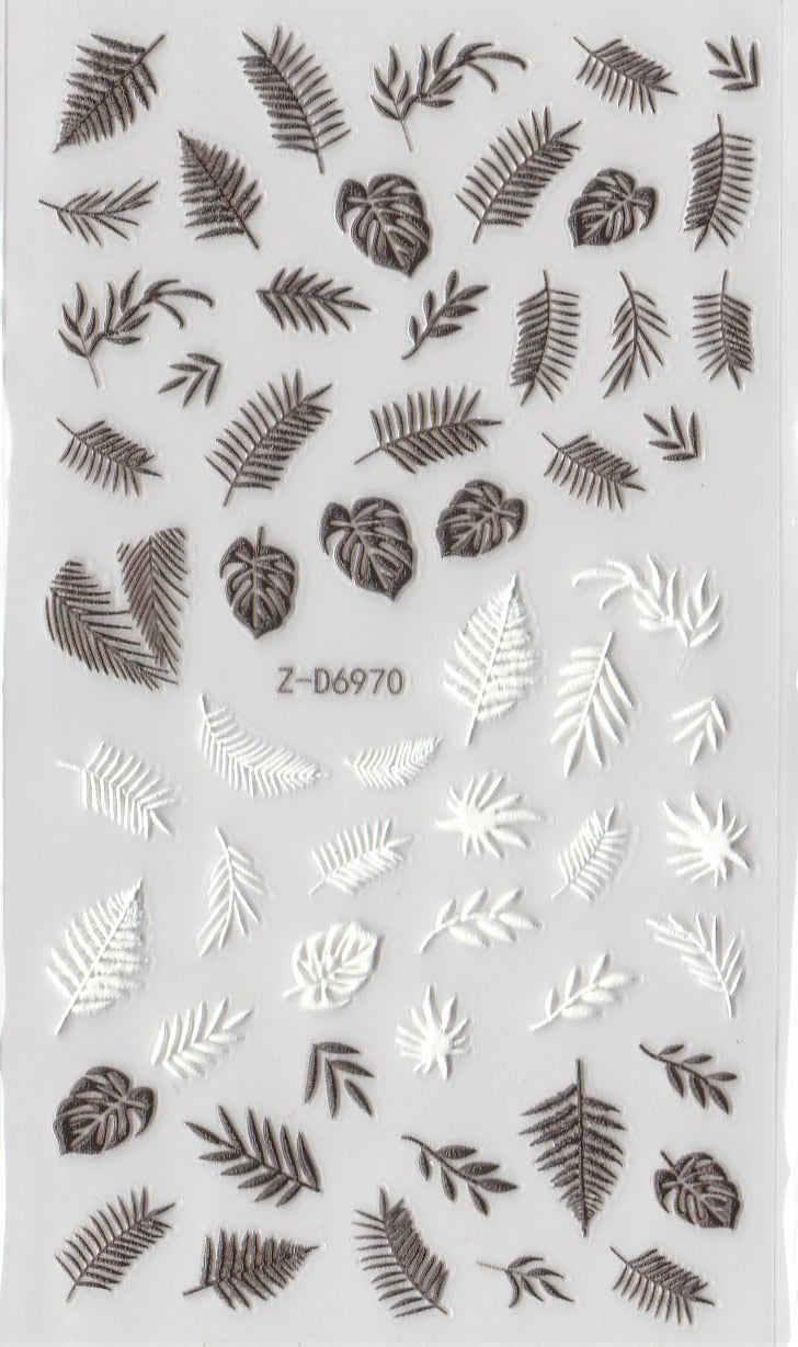 5D Self-Adhesive Nail Art Stickers - Leaves D6970