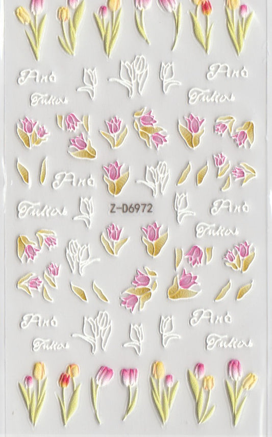 5D Self-Adhesive Nail Art Stickers - Flowers D6972