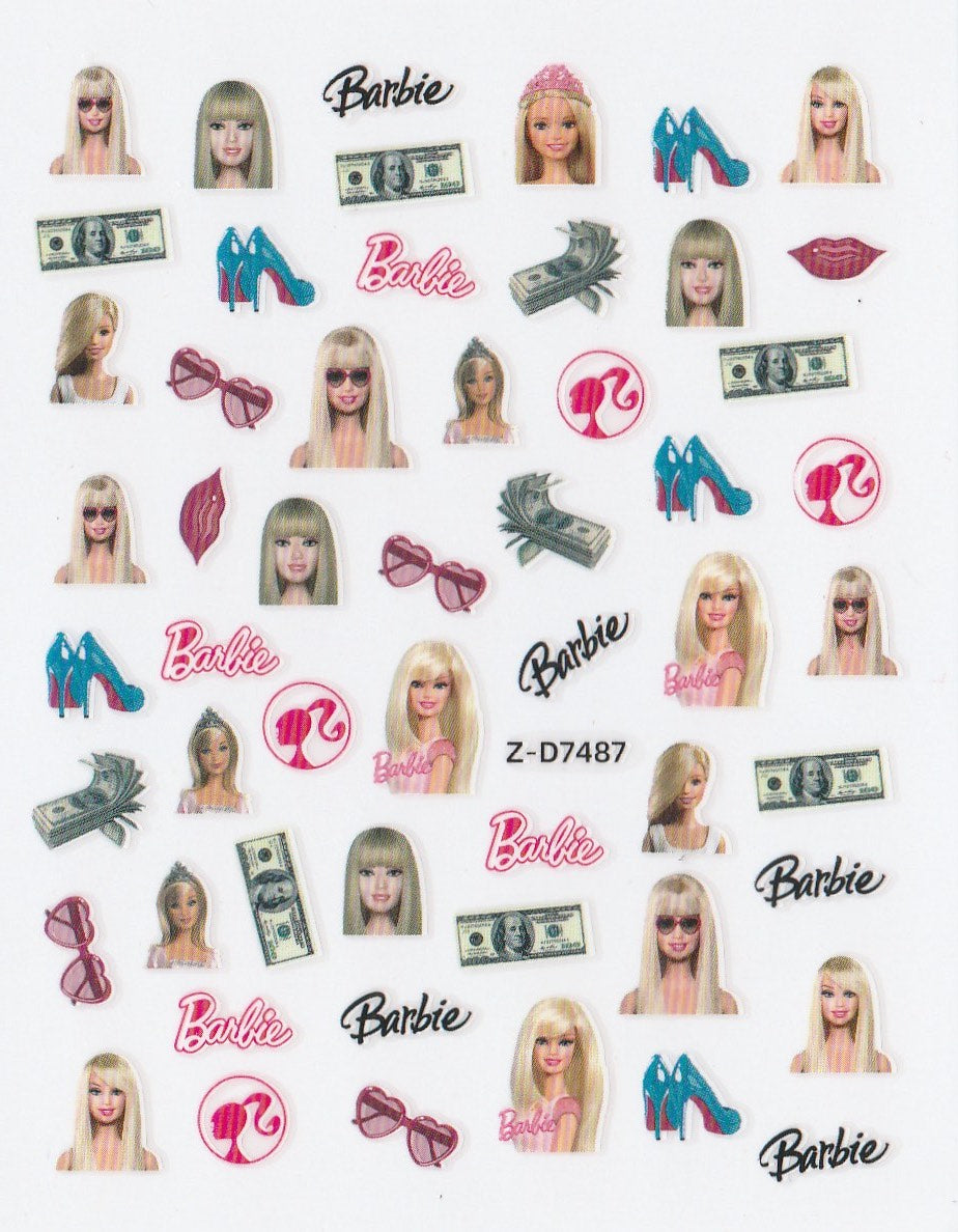 3D Self-Adhesive Nail Art Stickers - Barbie D7487