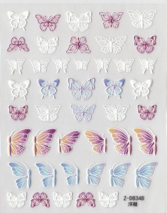 5D Self-Adhesive Nail Art Stickers - Butterfly D8348