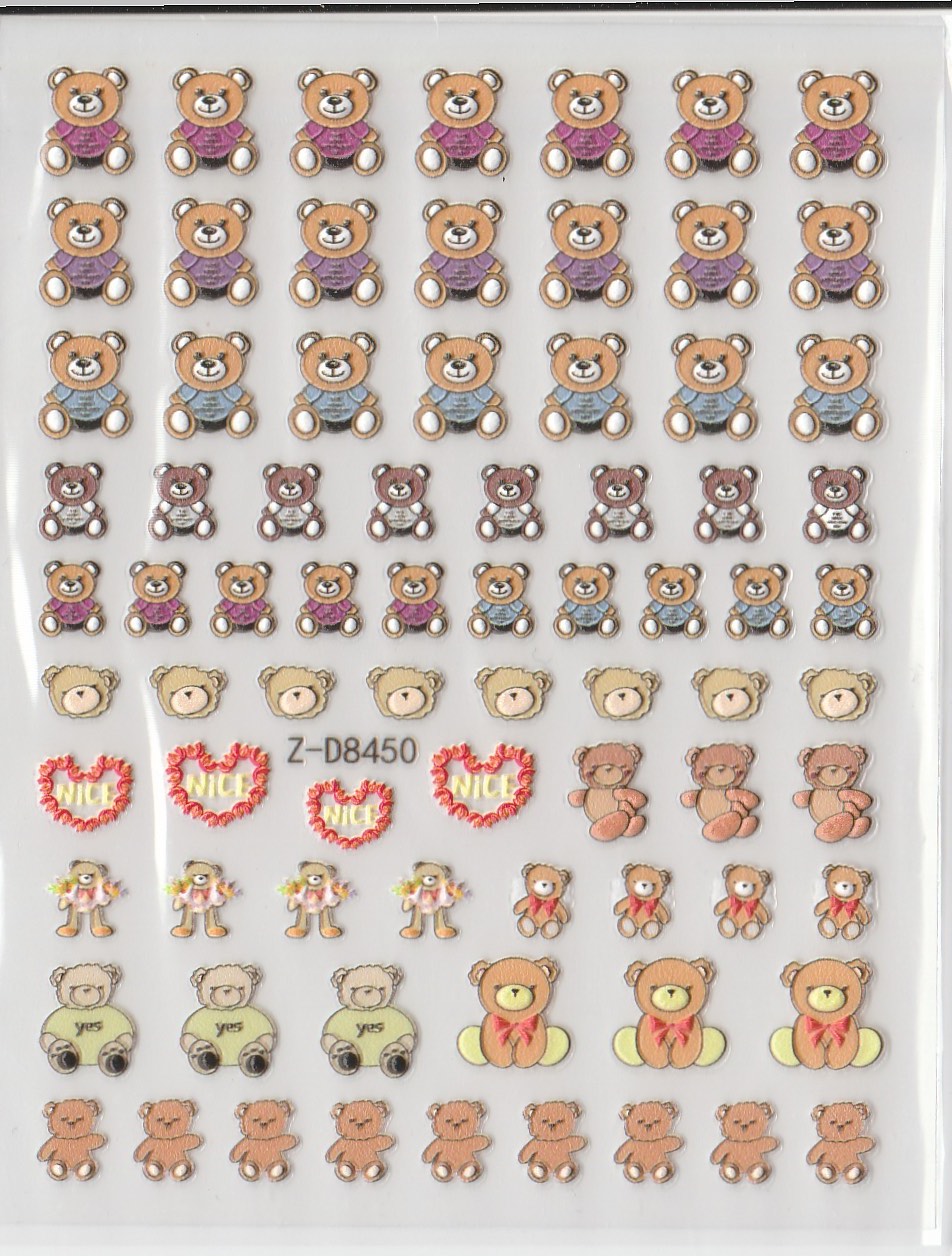 5D Self-Adhesive Nail Art Stickers - Teddy D8450