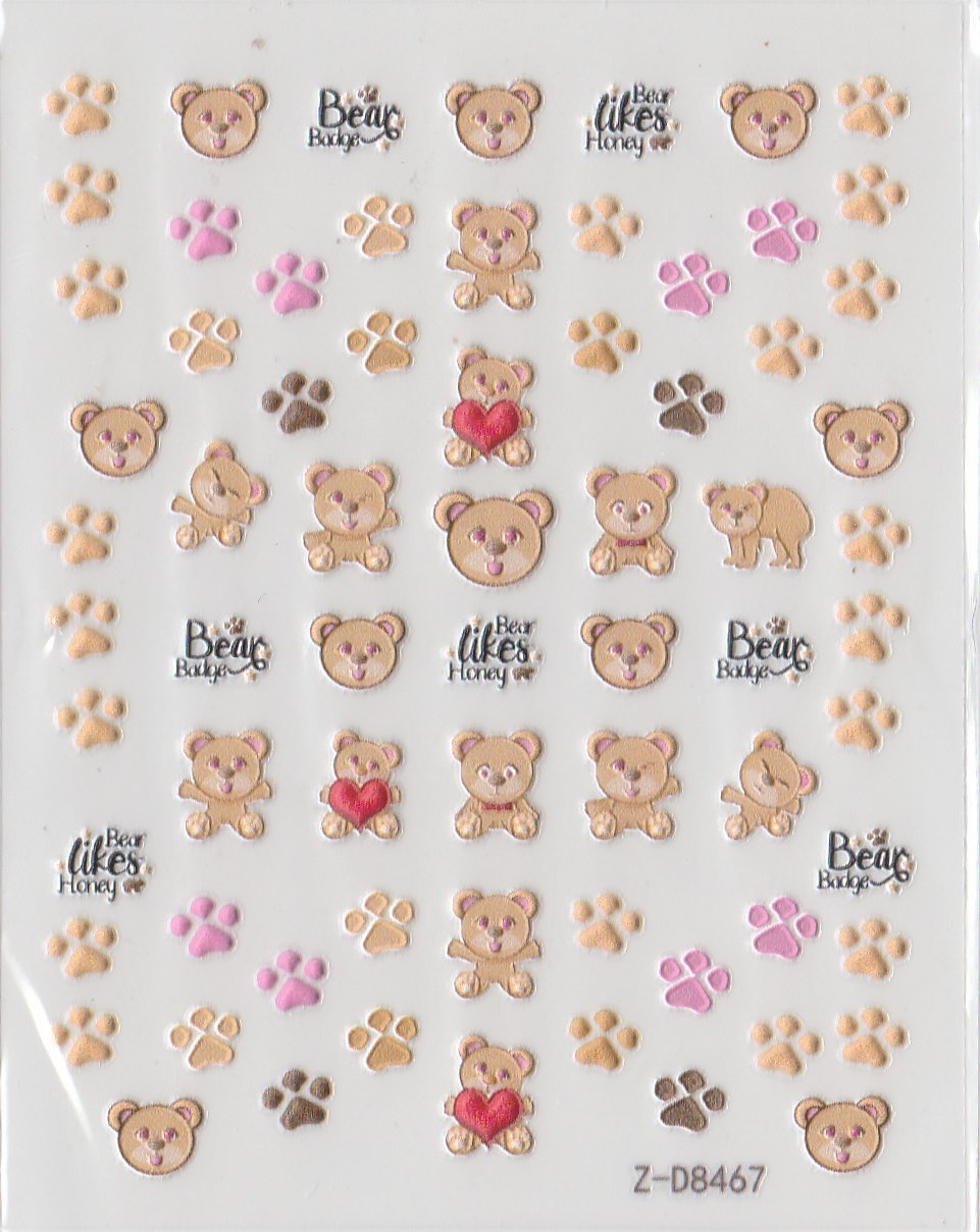 5D Self-Adhesive Nail Art Stickers - Teddy D8467