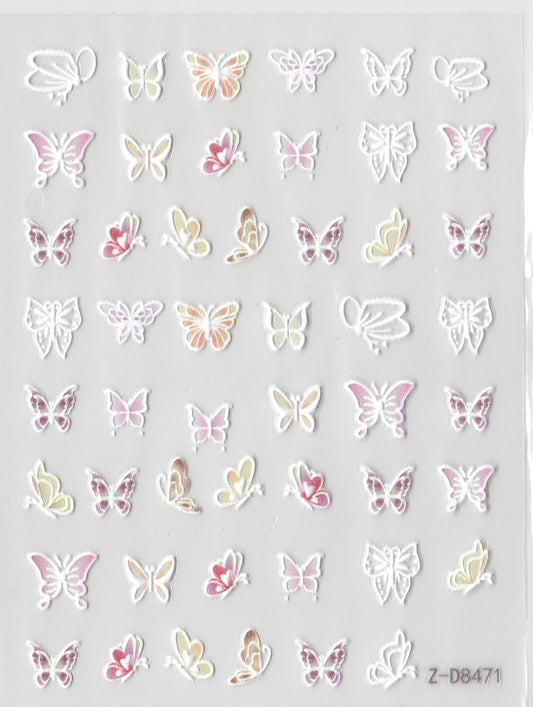 5D Self-Adhesive Nail Art Stickers - Butterfly D8471