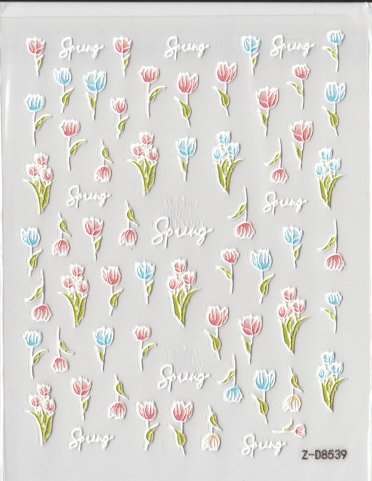 5D Self-Adhesive Nail Art Stickers - Tulip D8539