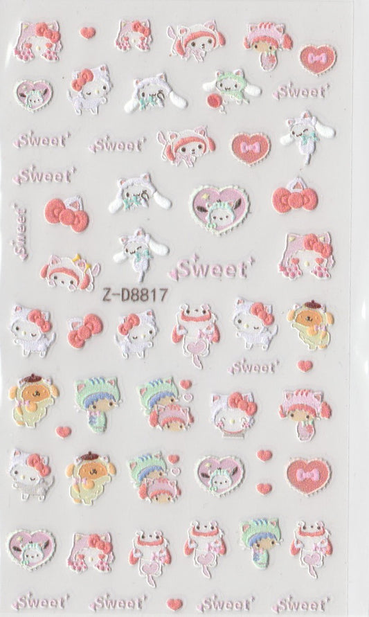 5D Self-Adhesive Nail Art Stickers - Kitty D8817