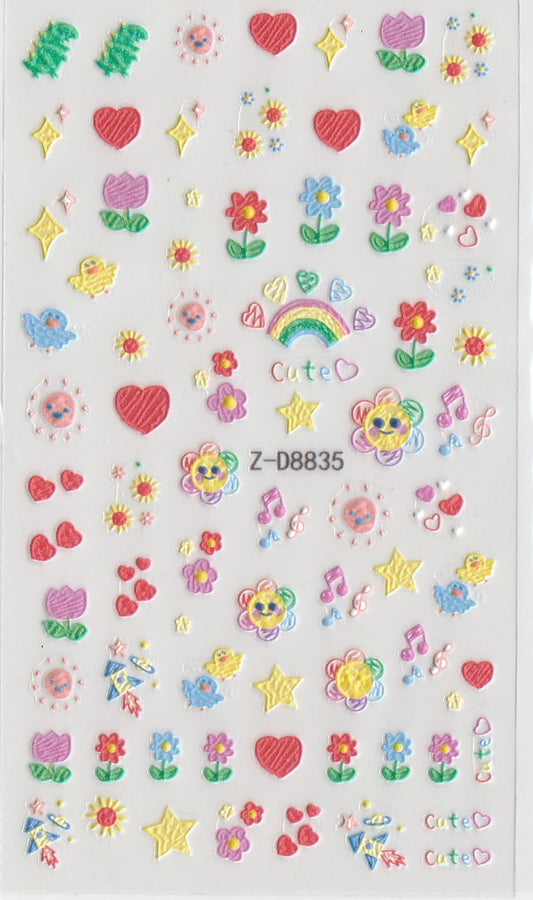 5D Self-Adhesive Nail Art Stickers - Sunny Day D8835