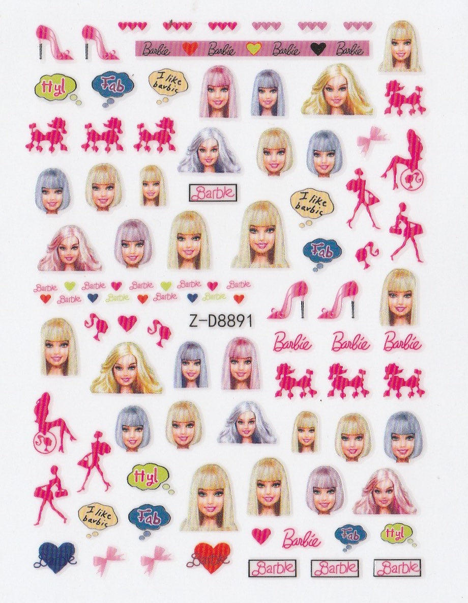 3D Self-Adhesive Nail Art Stickers - Barbie D8891