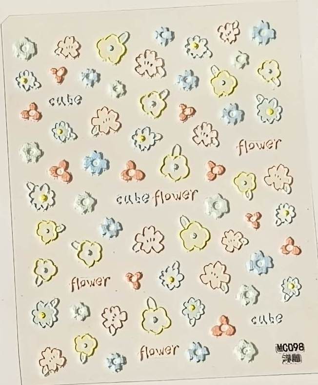 5D Self-Adhesive Nail Art Stickers - Flowers MC098