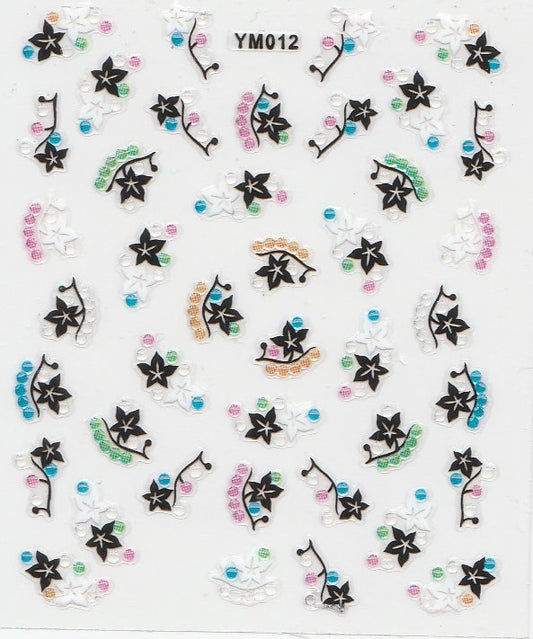 3D Self-Adhesive Nail Art Stickers - Colorful Design YM012
