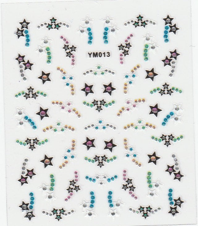 3D Self-Adhesive Nail Art Stickers - Colorful Stars YM013