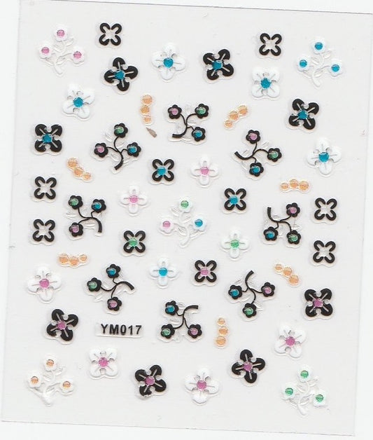 3D Self-Adhesive Nail Art Stickers - Colorful Design YM017