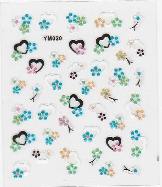 3D Self-Adhesive Nail Art Stickers - Colorful Design YM020